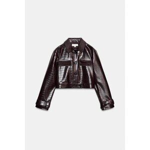 ZARA SHORT ANIMAL EMBOSSED FAUX LEATHER JACKET